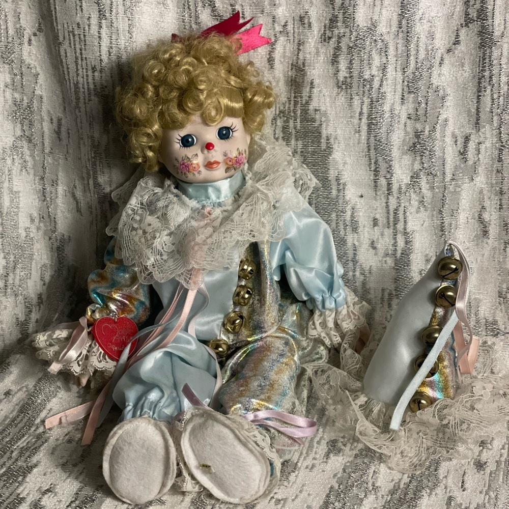 Richard Greene musical Porcelain Clown Doll with original tag